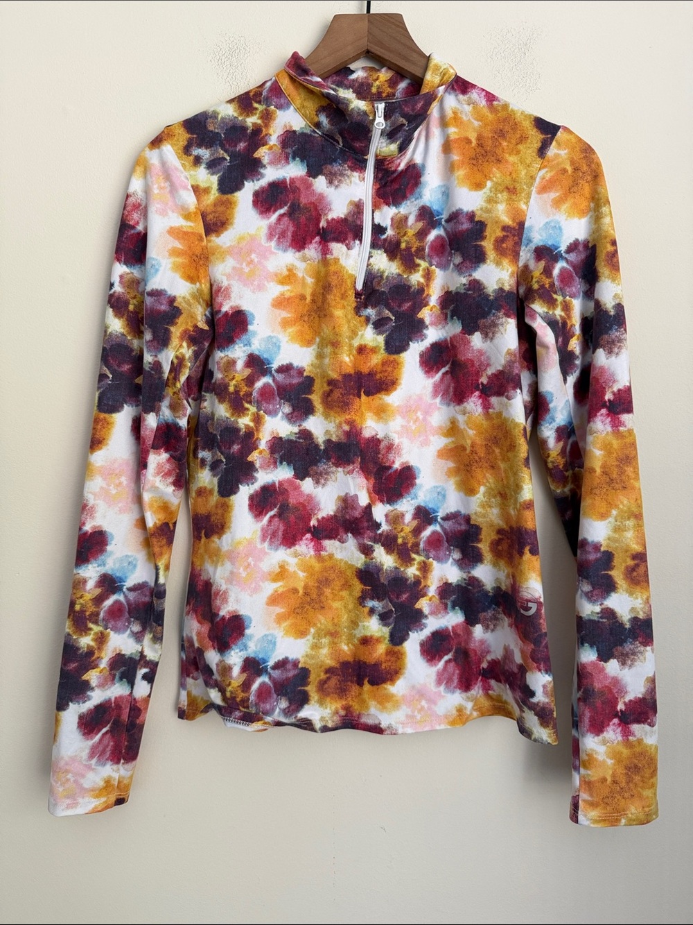 Foray Golf ABSTRACT FLORAL QUARTER ZIP long sleeve S